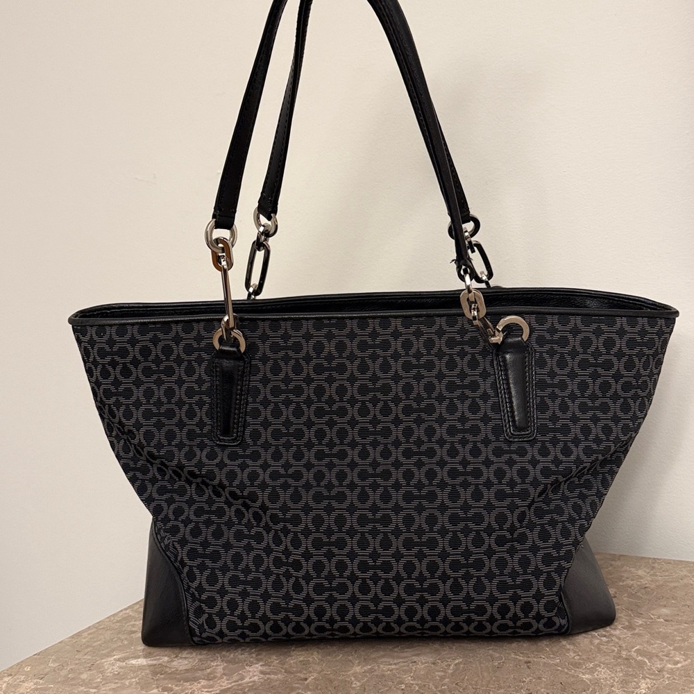 Coach Black and Charcoal Signature Tote with Silver Hardware - Picture 2 of 13